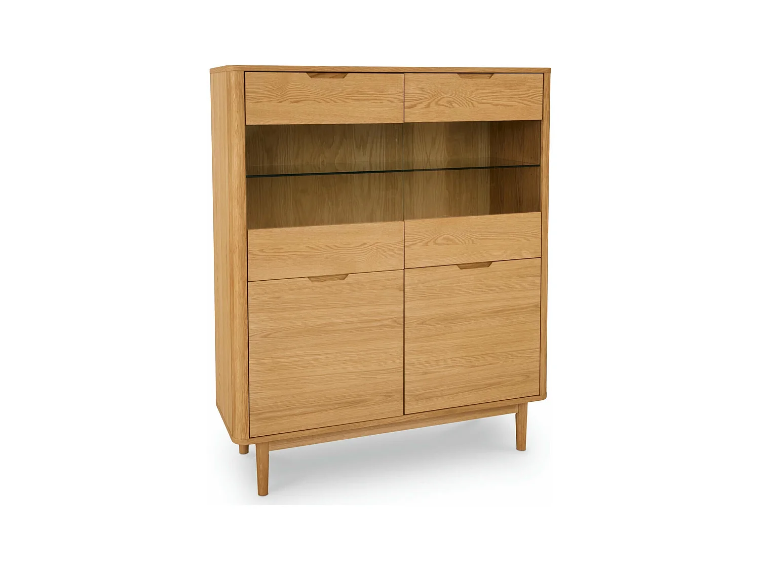 Buffet haut Nyborg avec 4 portes et - Chêne massif et MDF - huile naturelle