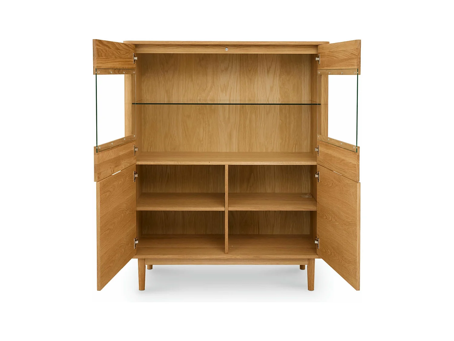 Buffet haut Nyborg avec 4 portes et - Chêne massif et MDF - huile naturelle