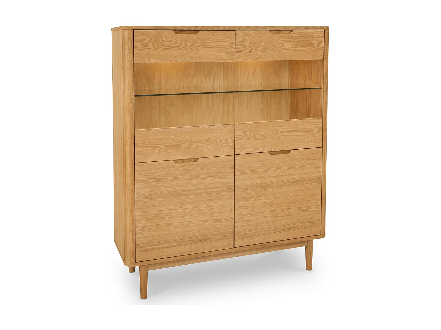 Buffet haut Nyborg avec 4 portes et - Chêne massif et MDF - huile naturelle