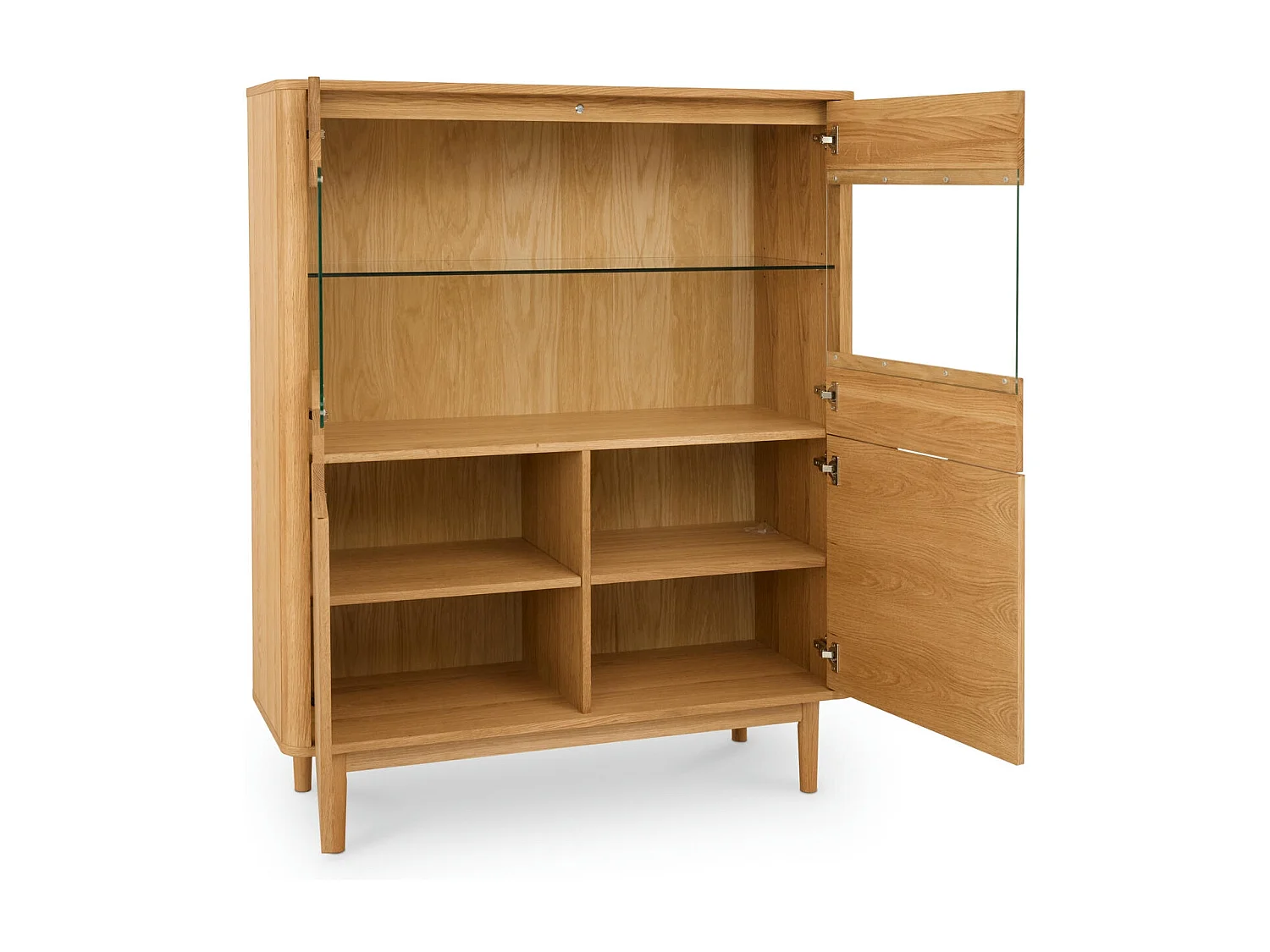 Buffet haut Nyborg avec 4 portes et - Chêne massif et MDF - huile naturelle