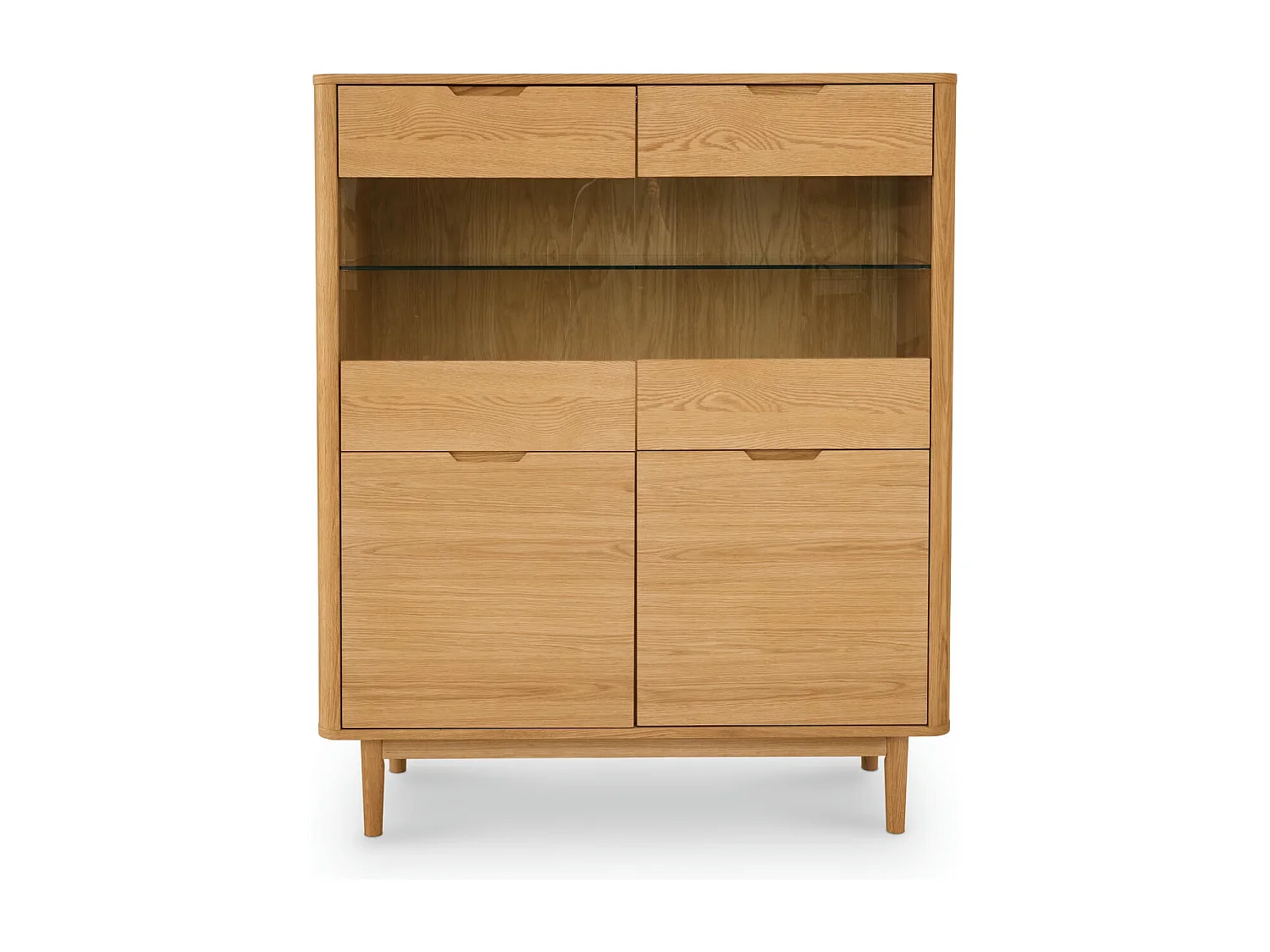 Buffet haut Nyborg avec 4 portes et - Chêne massif et MDF - huile naturelle