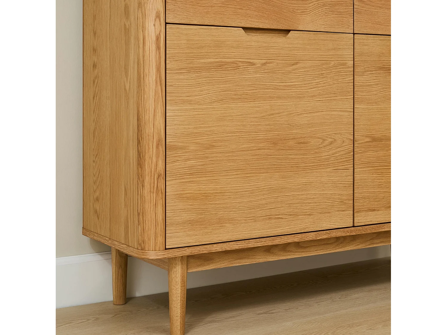 Buffet haut Nyborg avec 4 portes et - Chêne massif et MDF - huile naturelle