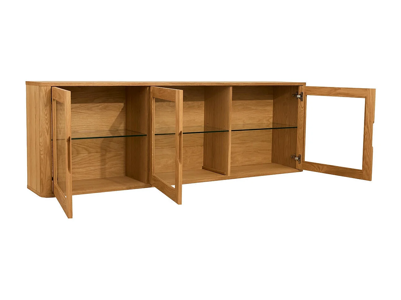 Wandkast Nyborg - 3 deuren, 3 nissen - Massief eikenhout & MDF - Natuurlijk olie