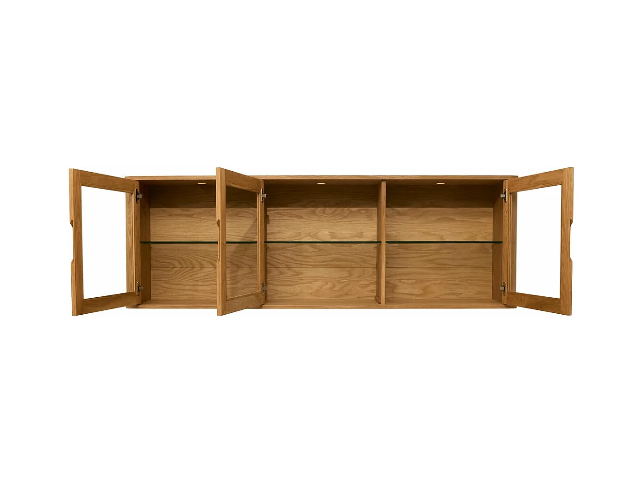 Vitrine murale Nyborg avec 3 portes et 3 niches - Chêne massif et MDF - huile naturelle