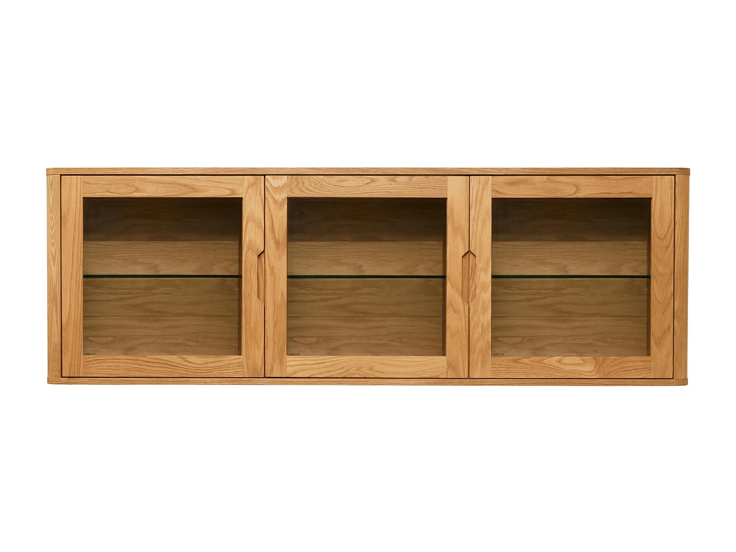 Vitrine murale Nyborg avec 3 portes et 3 niches - Chêne massif et MDF - huile naturelle