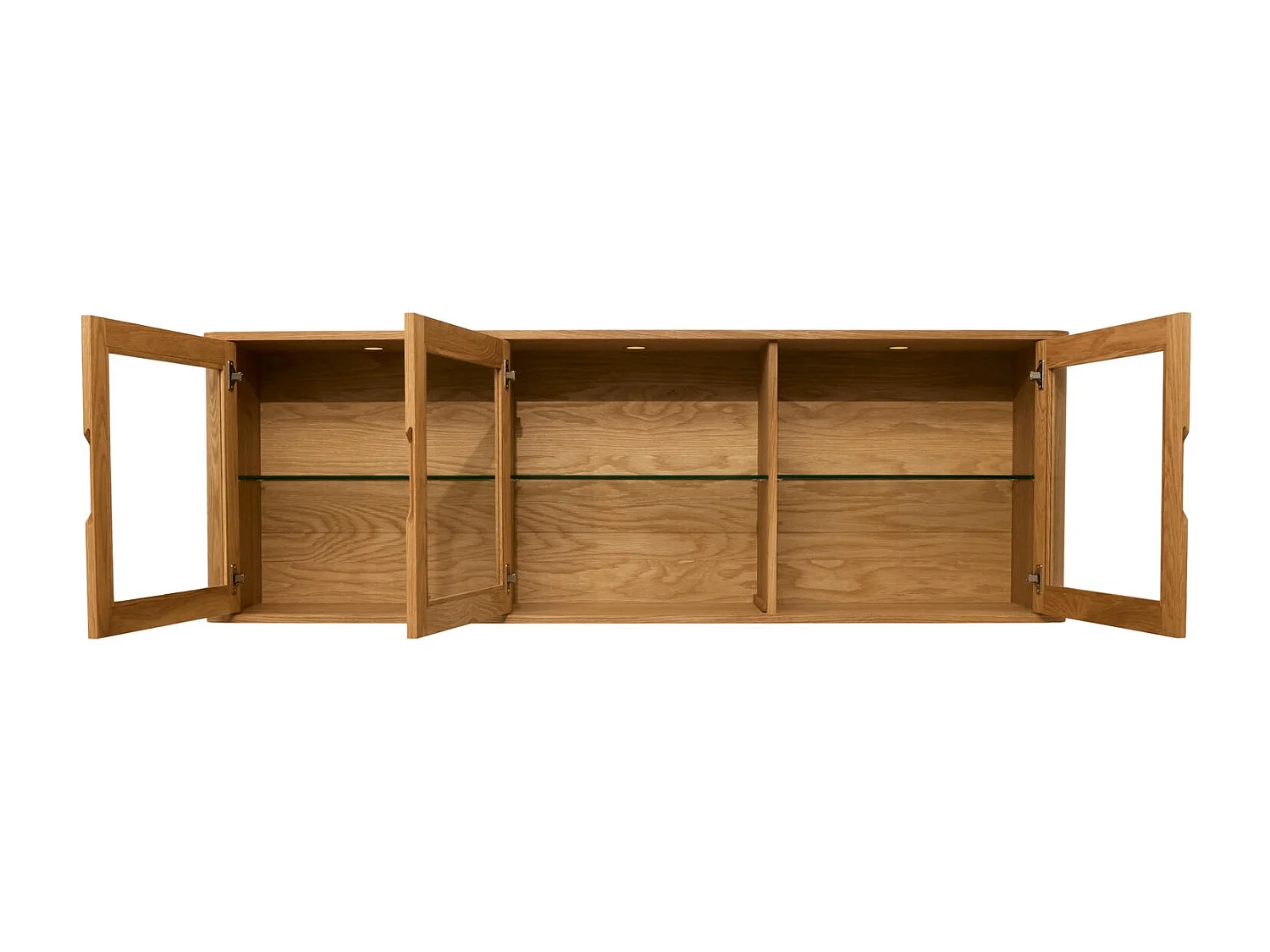 Vitrine murale Nyborg avec 3 portes et 3 niches - Chêne massif et MDF - huile naturelle