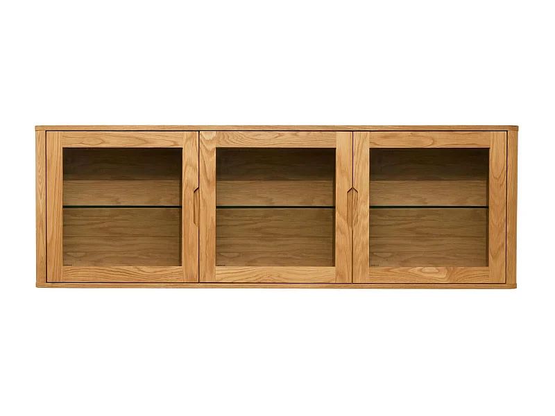 Vitrine murale Nyborg avec 3 portes et 3 niches - Chêne massif et MDF - huile naturelle