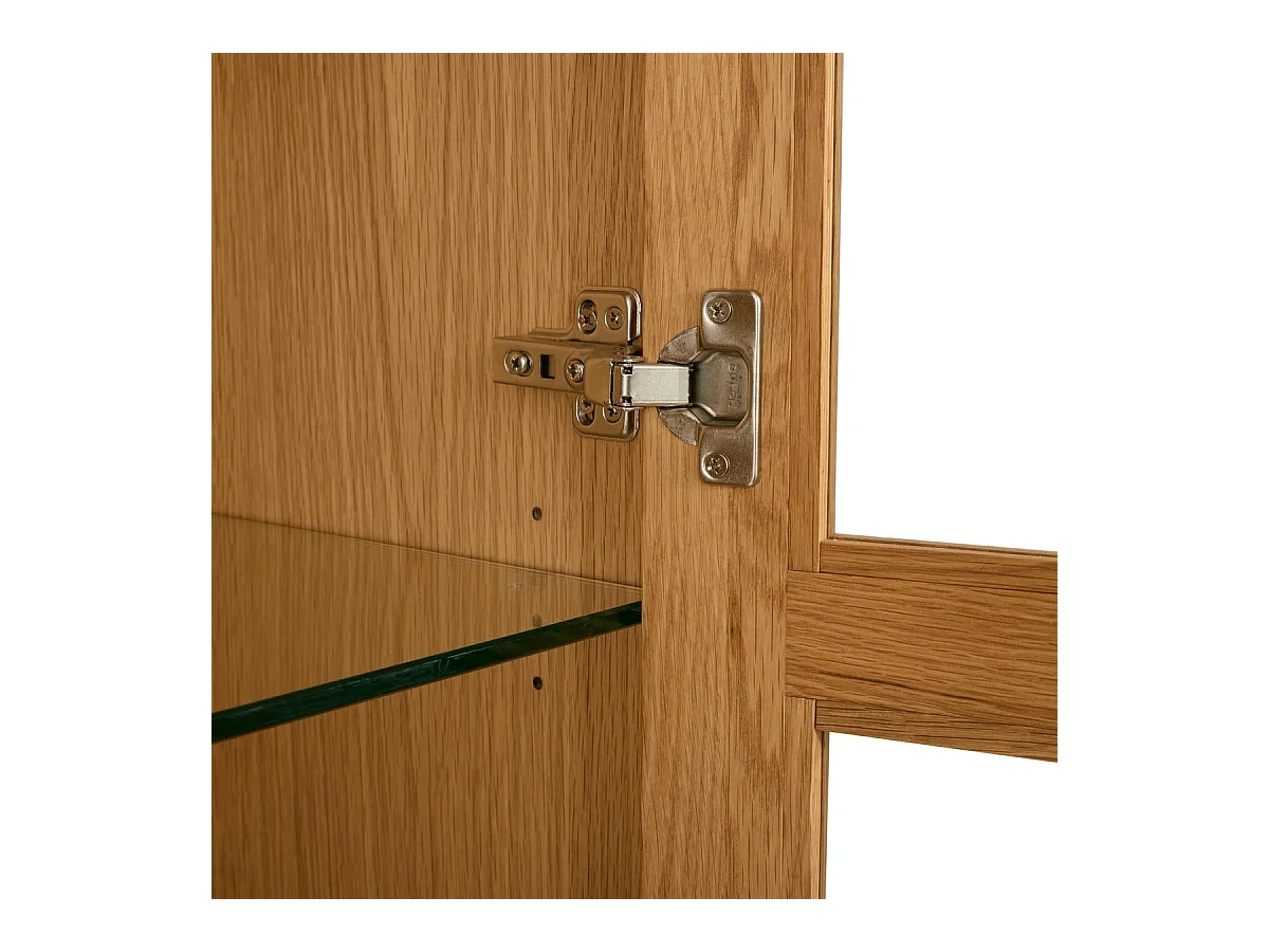 Vitrinenschrank mit LED-Beleuchtung Nyborg - 2 Türen & 2 Schubladen - Eichenholz & MDF - Naturöl