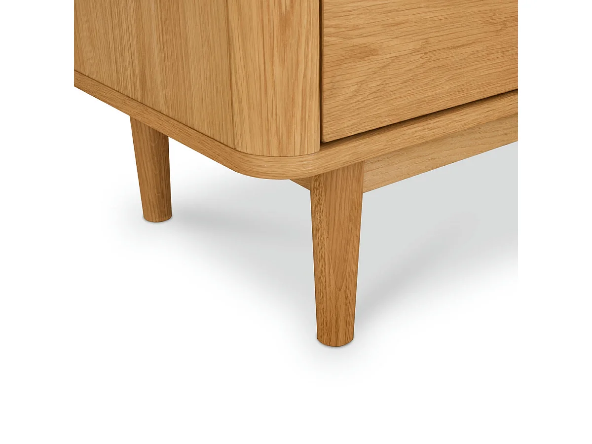 Vitrinekast met led-verlichting Nyborg - 2 deuren, 2 laden - Massief eikenhout & MDF - Natuurlijk olie