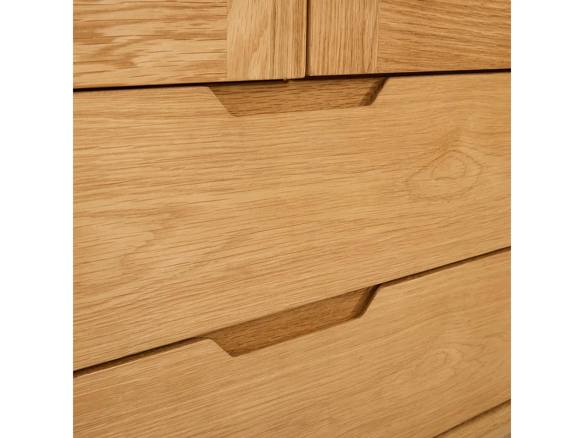 Vitrinekast met led-verlichting Nyborg - 2 deuren, 2 laden - Massief eikenhout & MDF - Natuurlijk olie