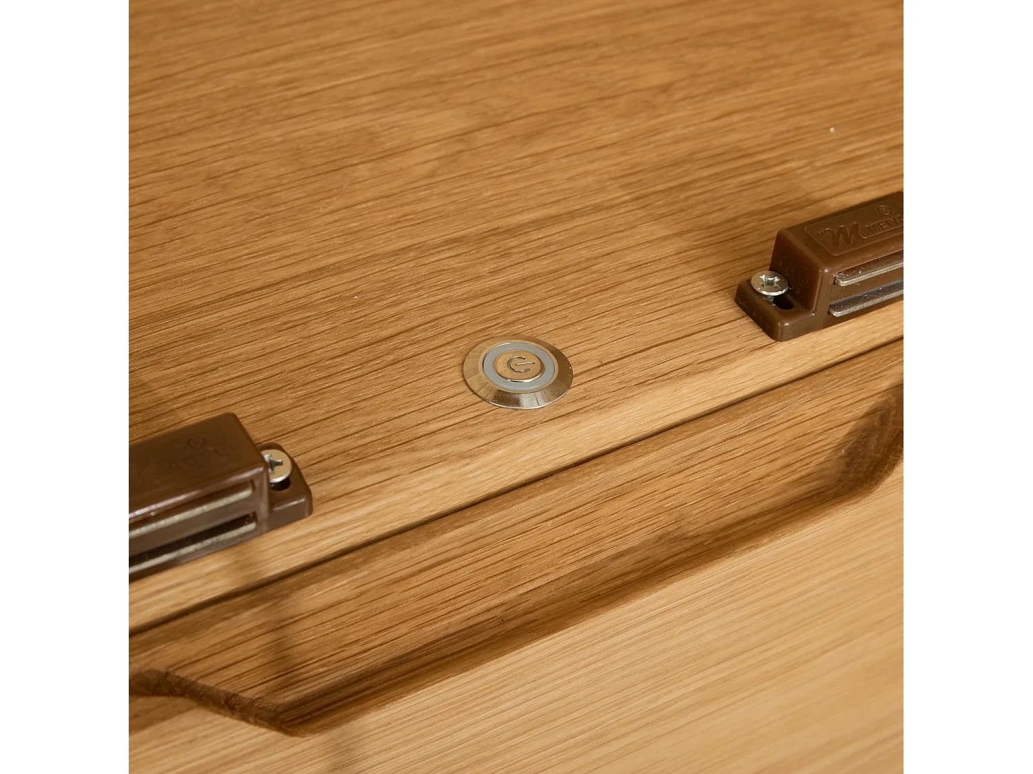 Vitrinekast met led-verlichting Nyborg - 2 deuren, 2 laden - Massief eikenhout & MDF - Natuurlijk olie