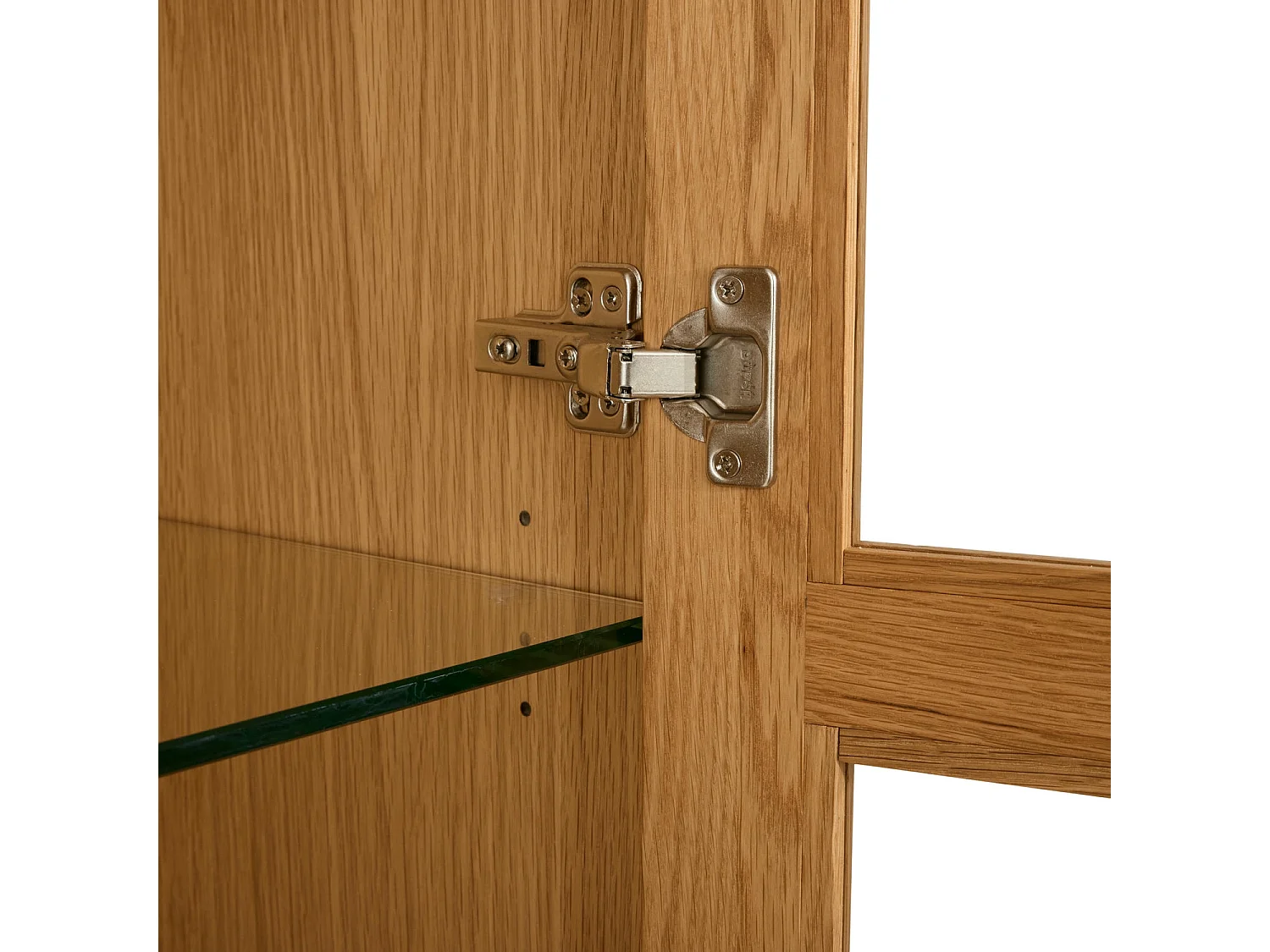 Vitrinekast met led-verlichting Nyborg - 2 deuren, 2 laden - Massief eikenhout & MDF - Natuurlijk olie