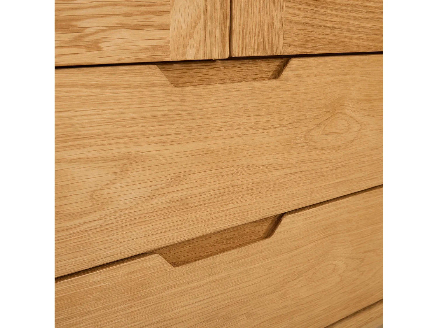 Vitrinekast met led-verlichting Nyborg - 2 deuren, 2 laden - Massief eikenhout & MDF - Natuurlijk olie