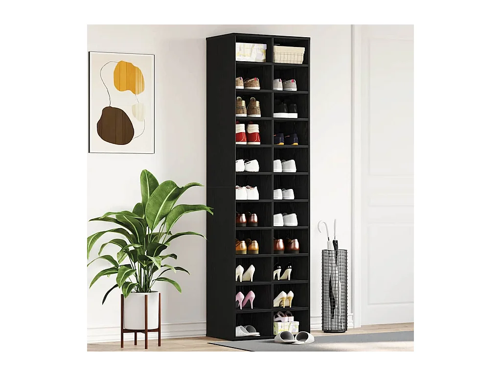 Armoire à chaussures chêne noir 54x34x183 cm bois d'ingénierie