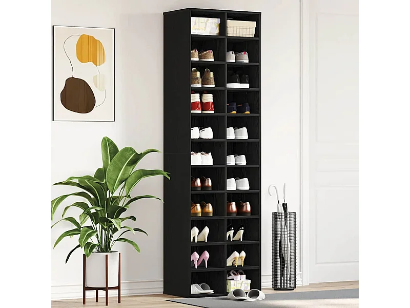 Sapateira em carvalho preto 54x34x183 cm madeira de engenharia