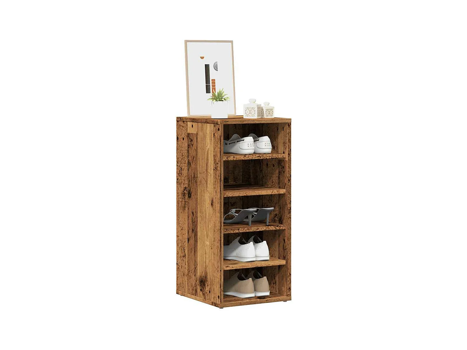 Armoires à chaussures 2 pcs vieux bois bois d'ingénierie