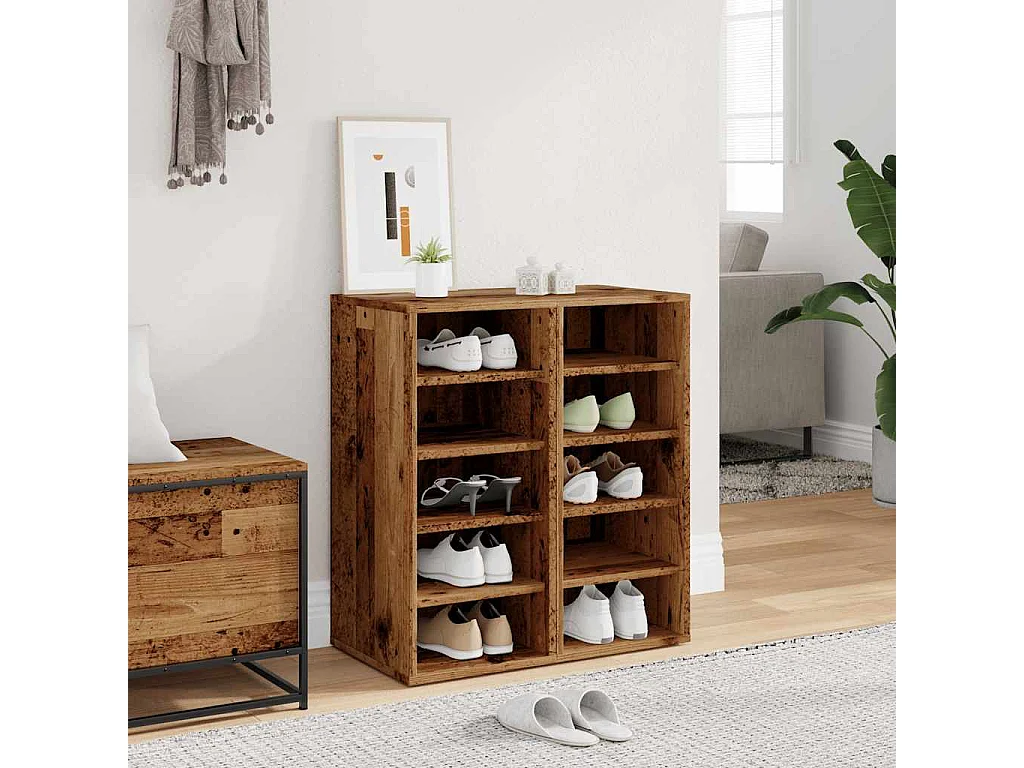 Armoires à chaussures 2 pcs vieux bois bois d'ingénierie