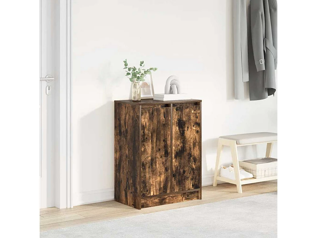 Schoenenkast gerookt eiken 57x34x76 cm bewerkt hout