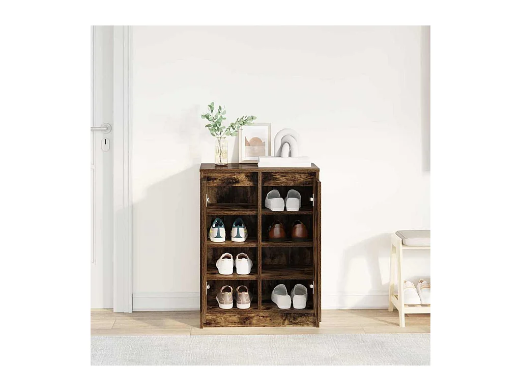 Schoenenkast gerookt eiken 57x34x76 cm bewerkt hout