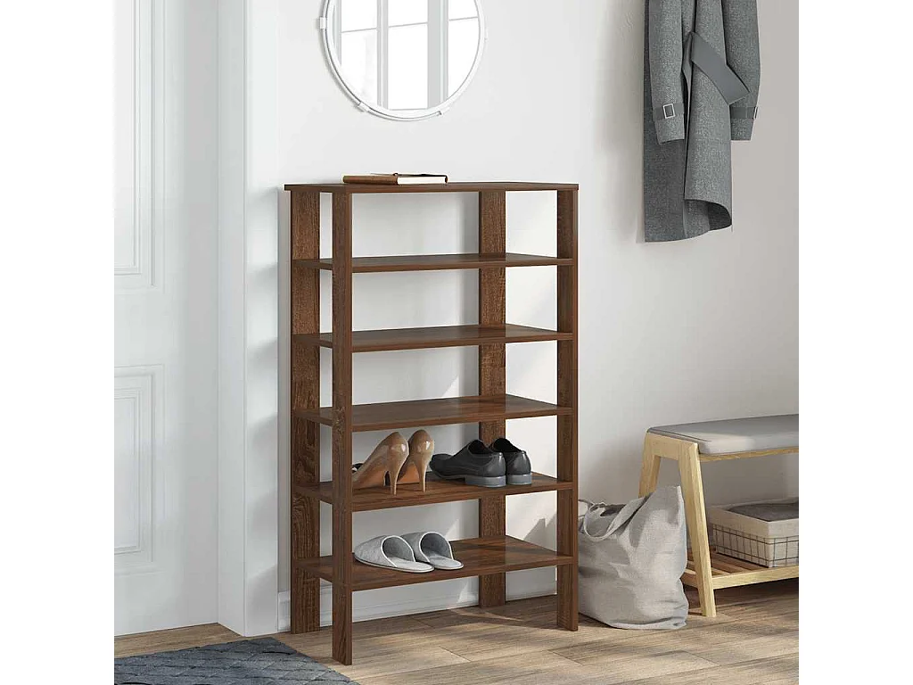 schoenenrek eiken bruin 61x32x105 cm bewerkt hout