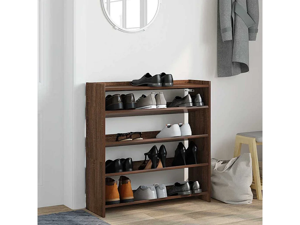 étagère à chaussures chêne marron 80x25x81 cm bois ingénierie