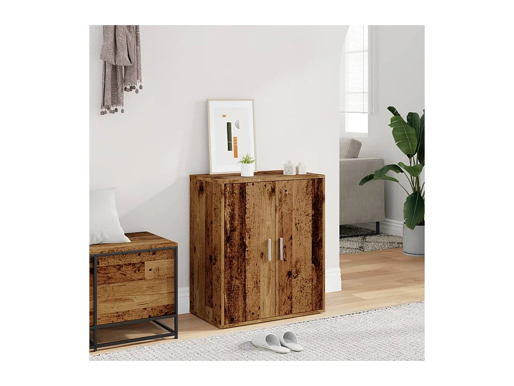 Oude houten schoenenkast 60x35x70 cm bewerkt hout