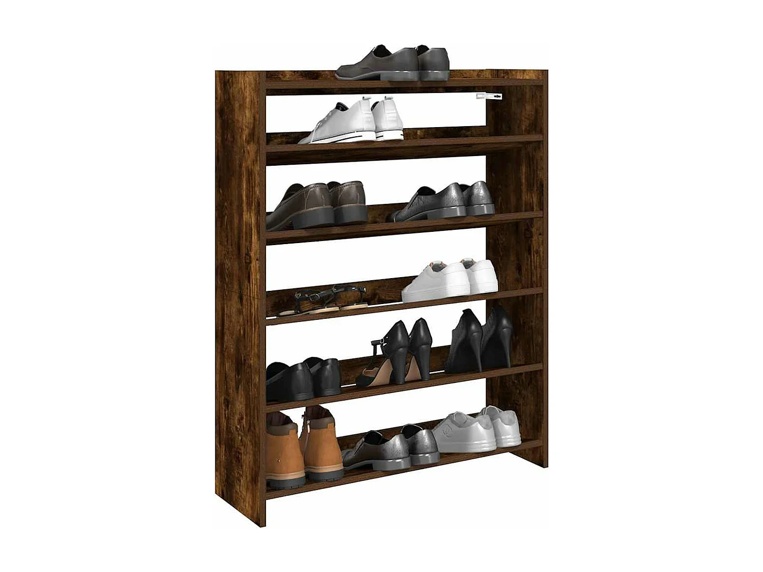 étagère à chaussures chêne fumé 80x25x100 cm bois d'ingénierie