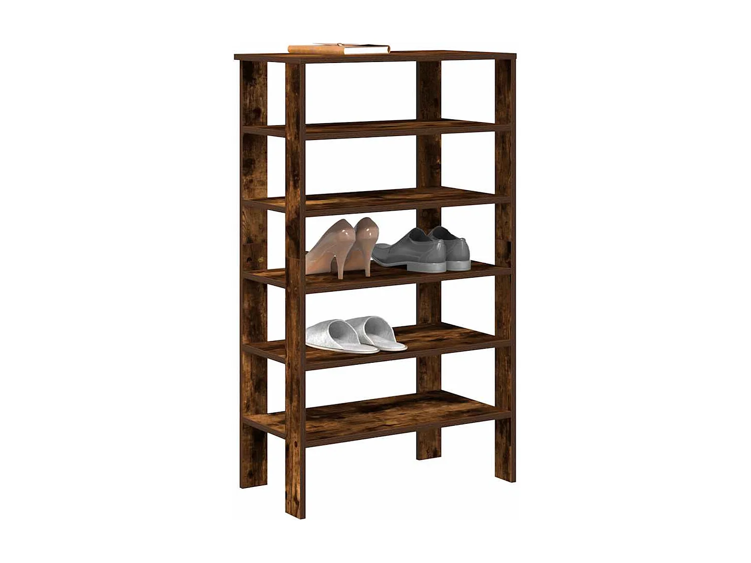 gerookte eikenhouten schoenenrek 61x32x105 cm bewerkt hout