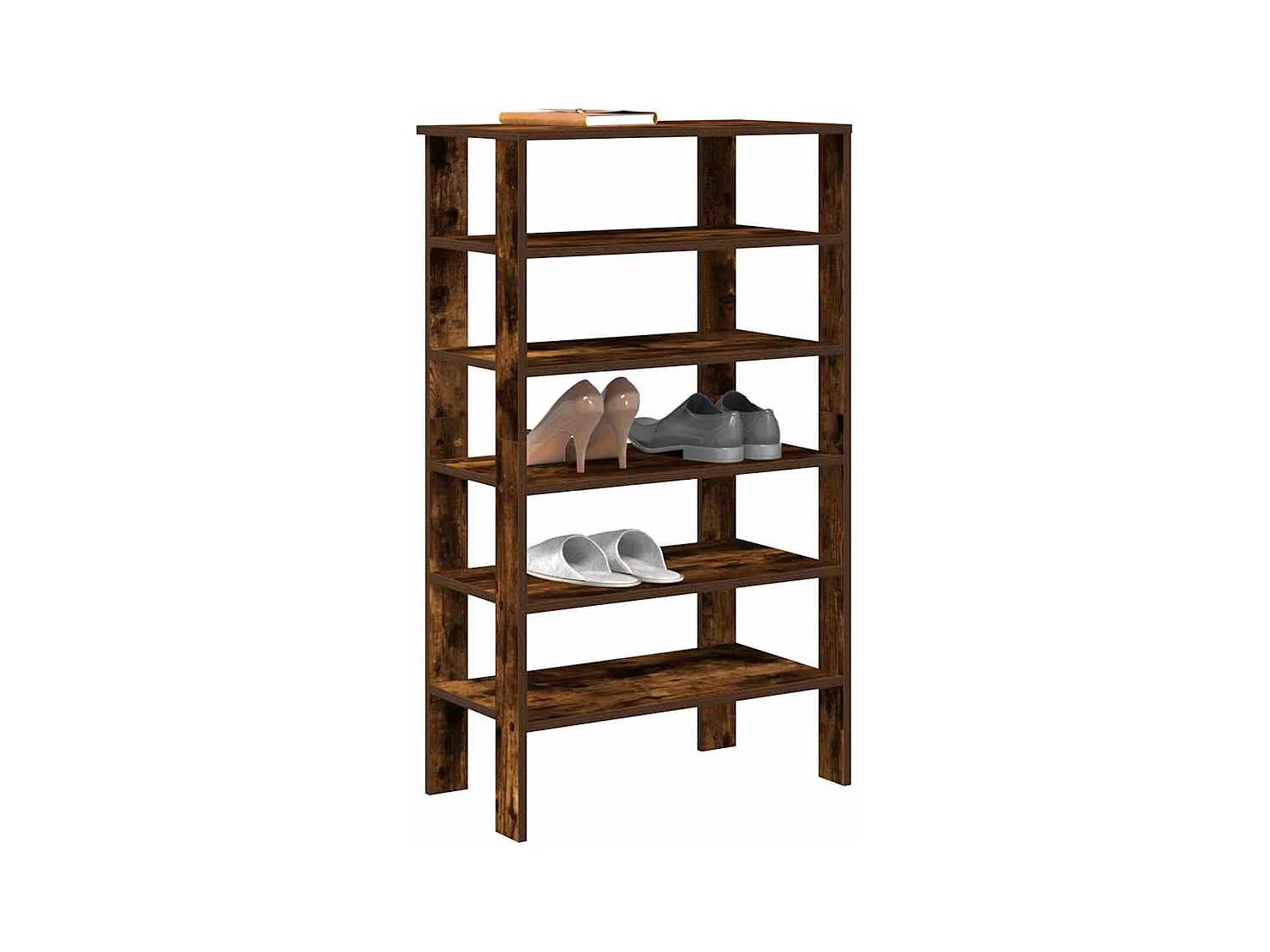 étagère à chaussures chêne fumé 61x32x105 cm bois d'ingénierie