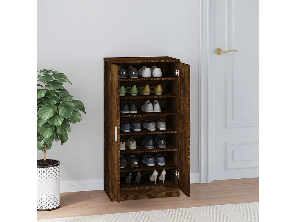 Zapatero Roble ahumado 55x35x108 cm Madera contrachapada