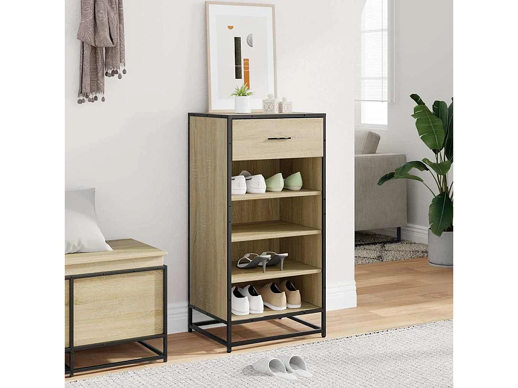 sonoma eiken schoenenrek 48x38x97,5 cm bewerkt hout