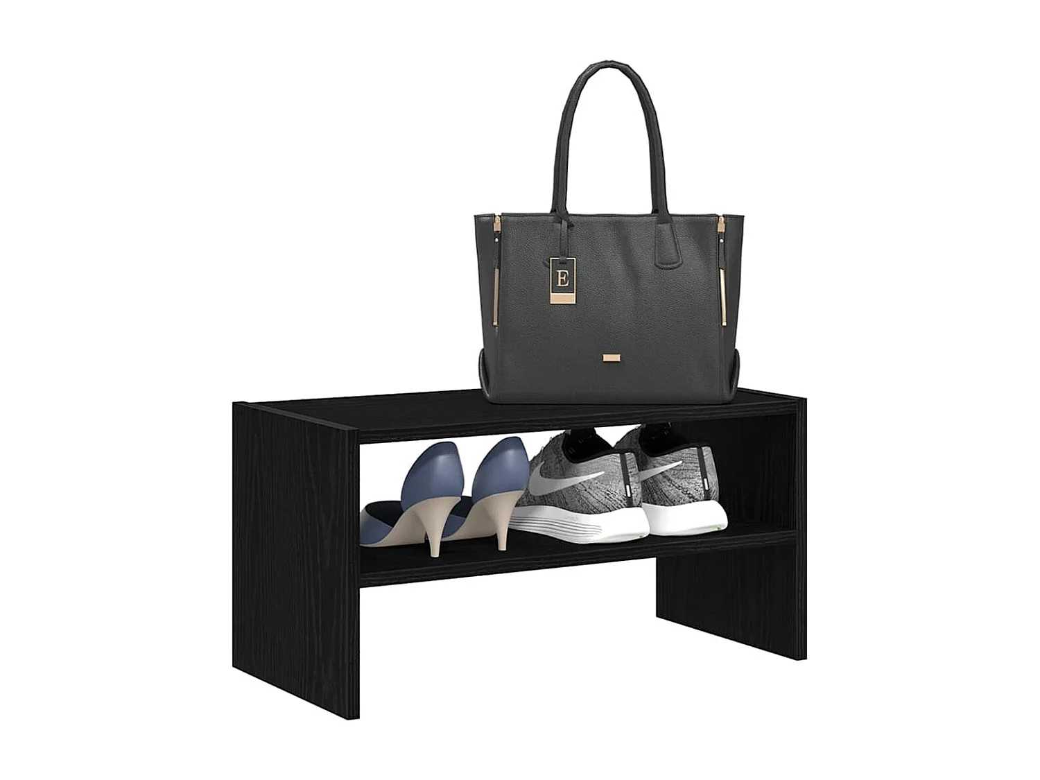 Sapateira empilhável em carvalho preto 60 x 30 x 30,5 cm