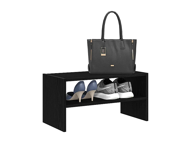 Sapateira empilhável em carvalho preto 60 x 30 x 30,5 cm