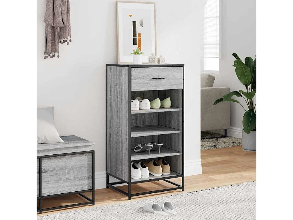 scarpiera grigia sonoma 48x38x97,5 cm in legno ingegnerizzato