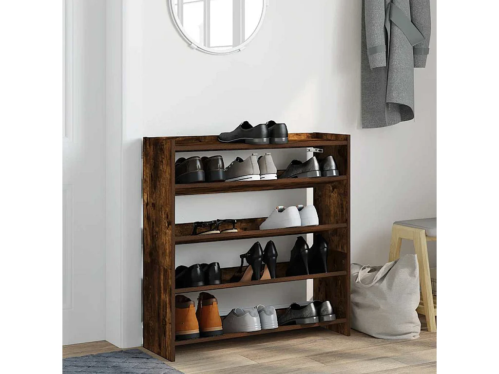étagère à chaussures chêne fumé 80x25x81 cm bois d'ingénierie