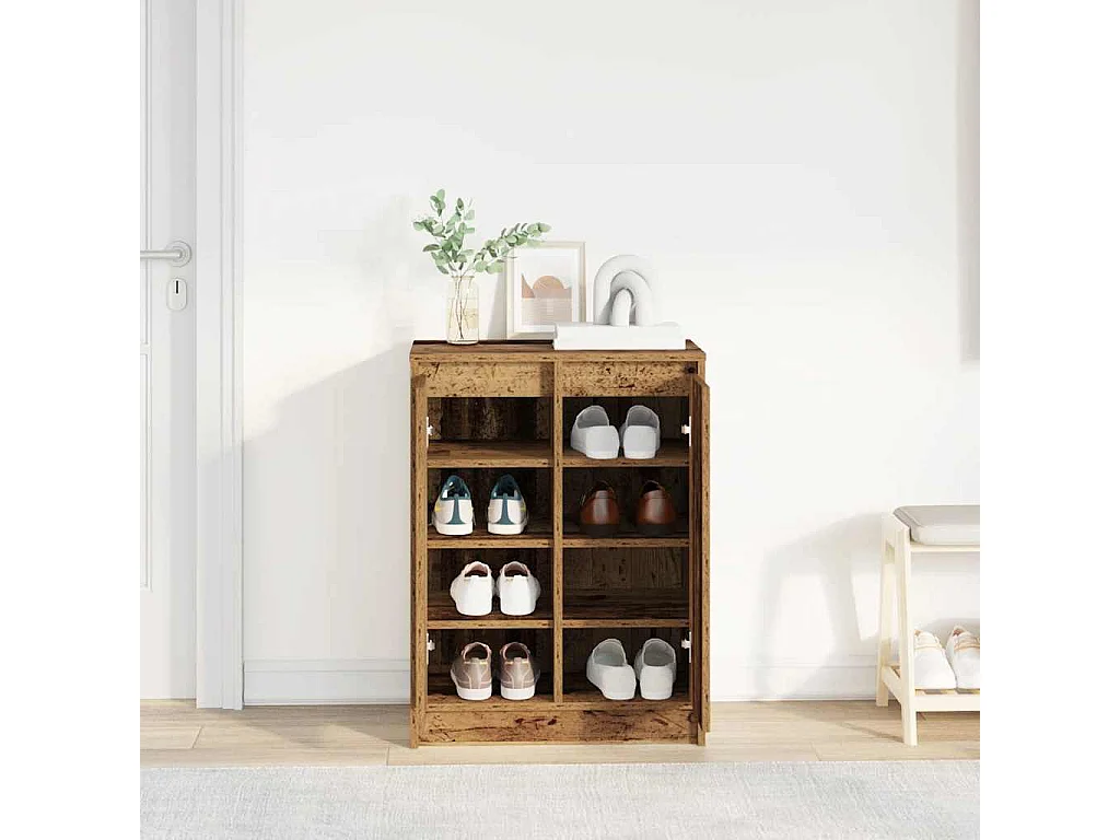 Armoire à chaussures vieux bois 57x34x76 cm bois d'ingénierie