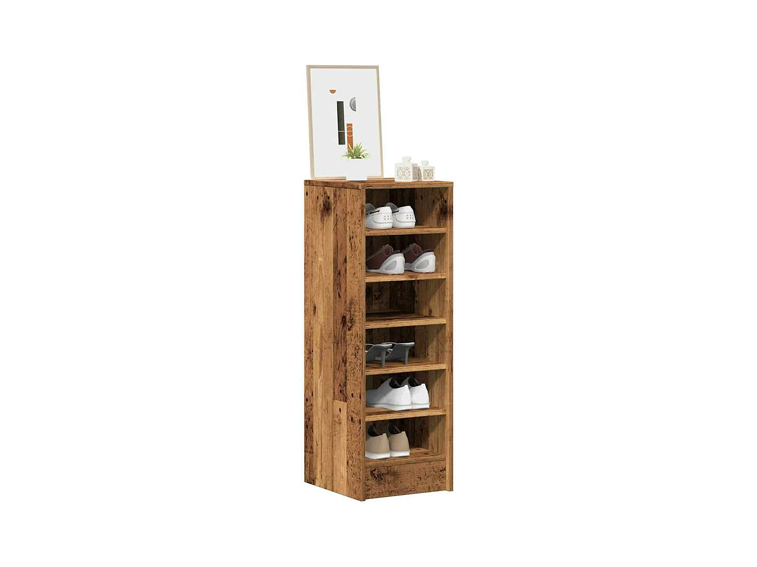 Armoire à chaussures vieux bois 32x35x92 cm bois d'ingénierie