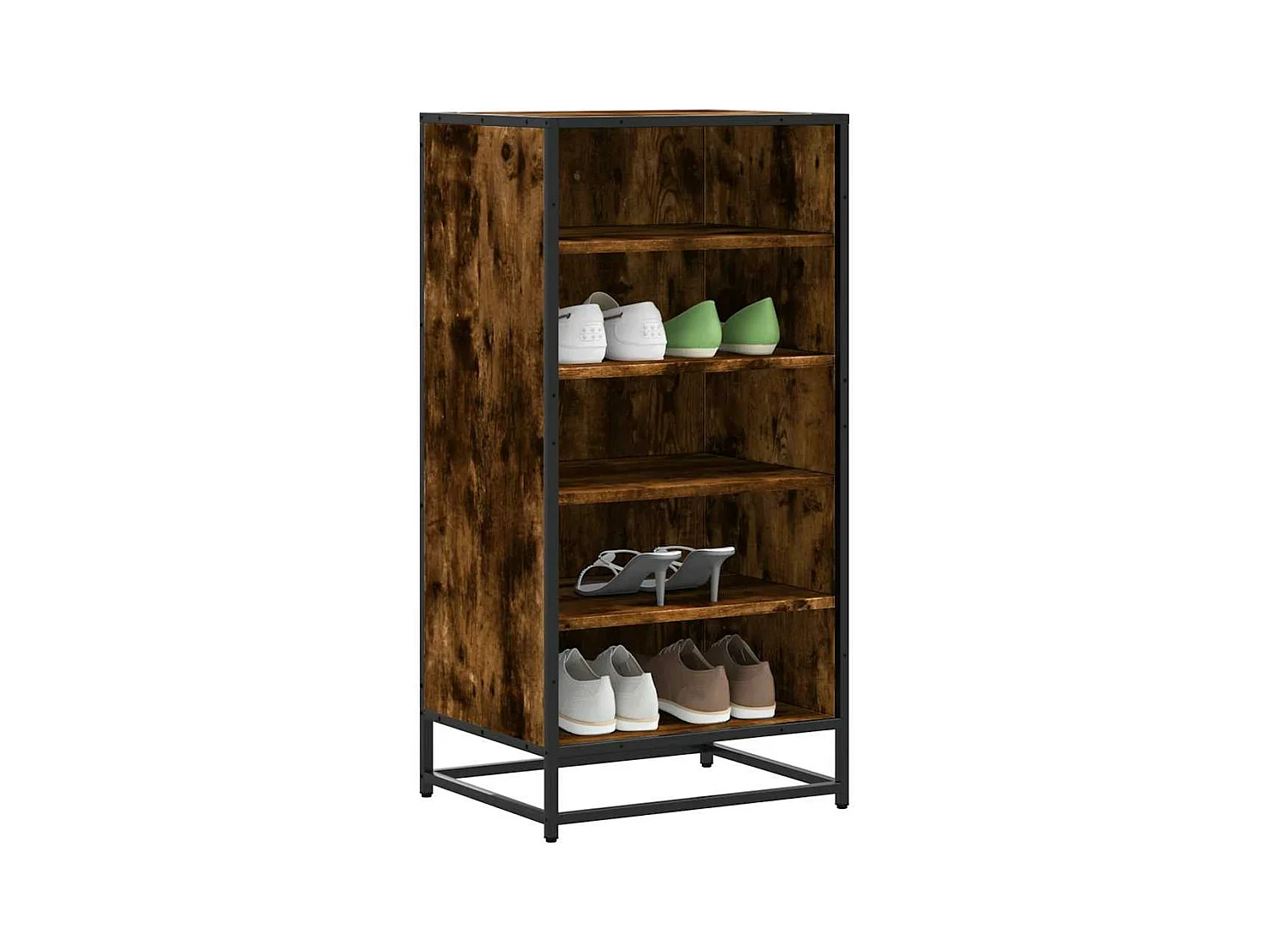 étagère à chaussures chêne fumé 48x38x97,5 cm bois d'ingénierie