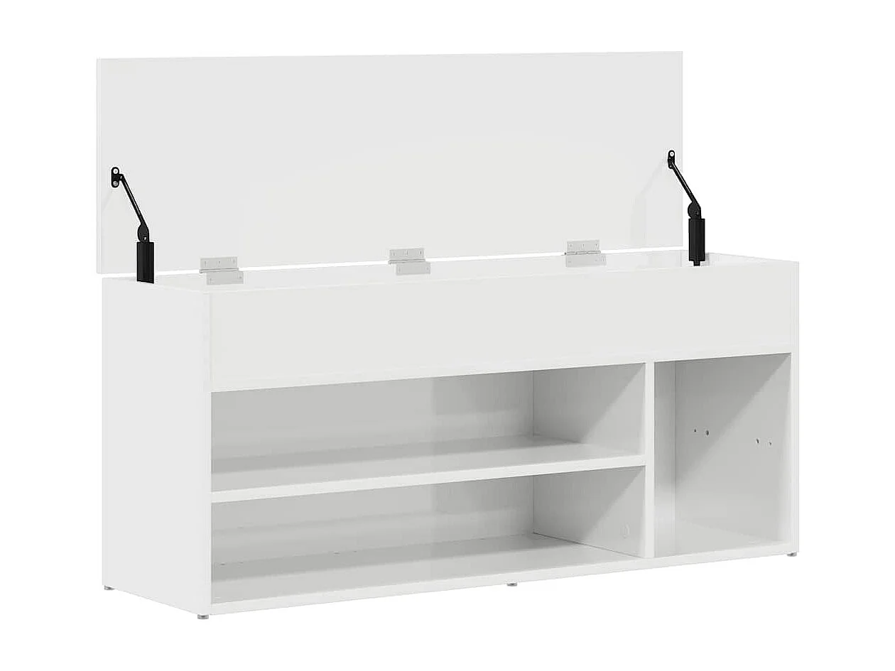 Banc à chaussures blanc brillant 102x30,5x45 cm bois ingénierie