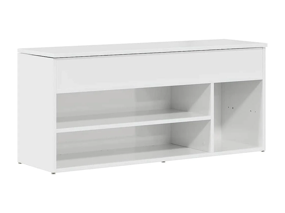 Banc à chaussures blanc brillant 102x30,5x45 cm bois ingénierie