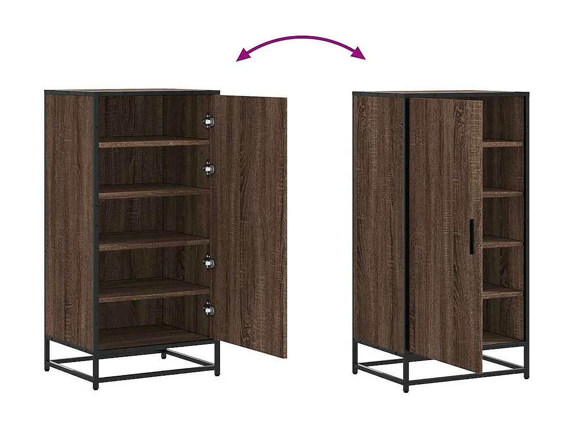 étagère à chaussures chêne marron 48x38x97,5 cm bois ingénierie