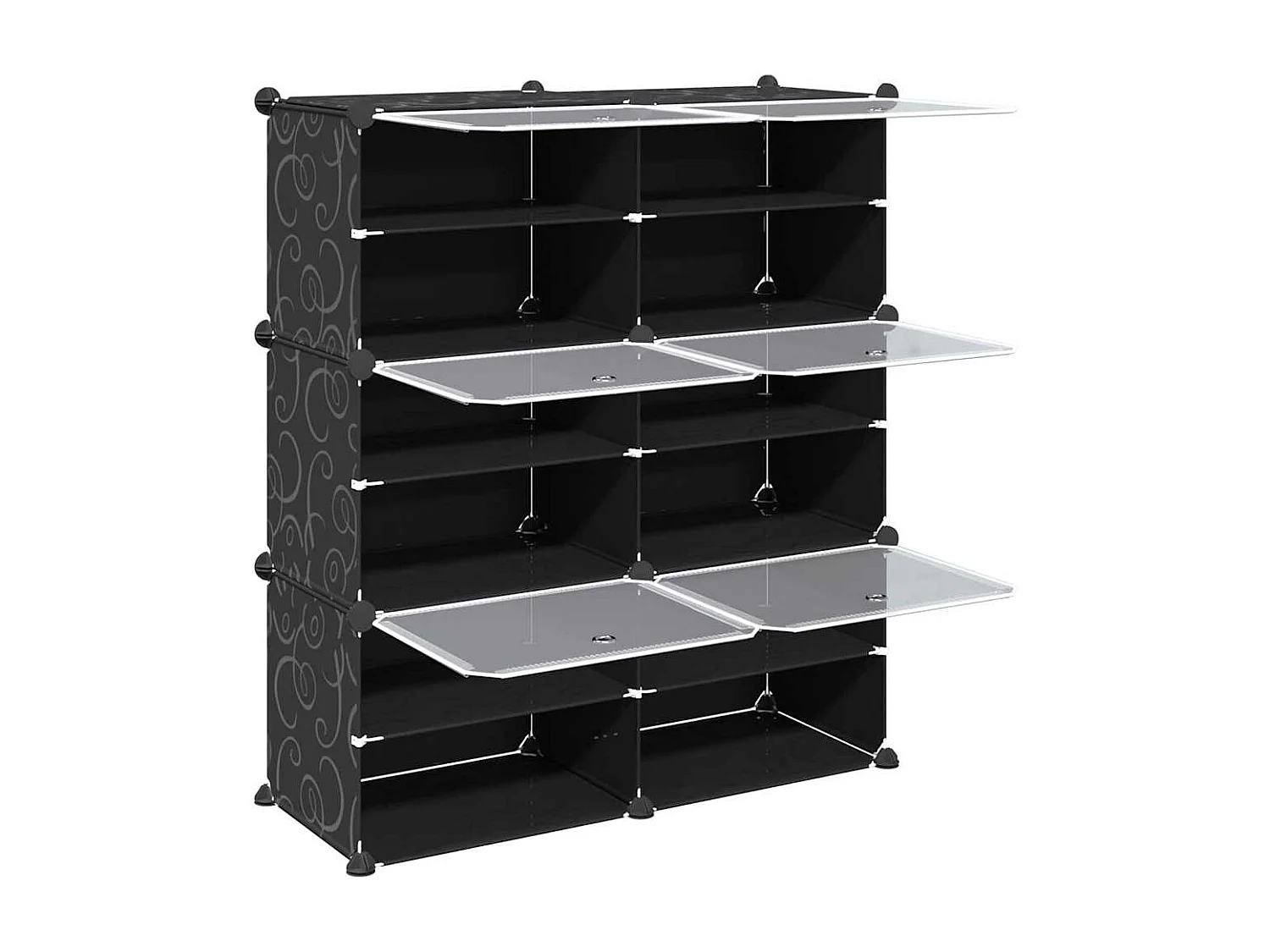 6 cubos de armazenamento com portas PP preto