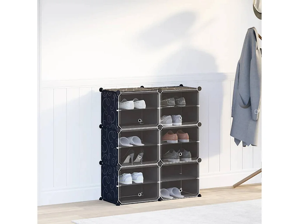 6 pezzi cubi portaoggetti con ante PP nero