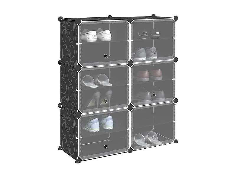 6 cubos de armazenamento com portas PP preto