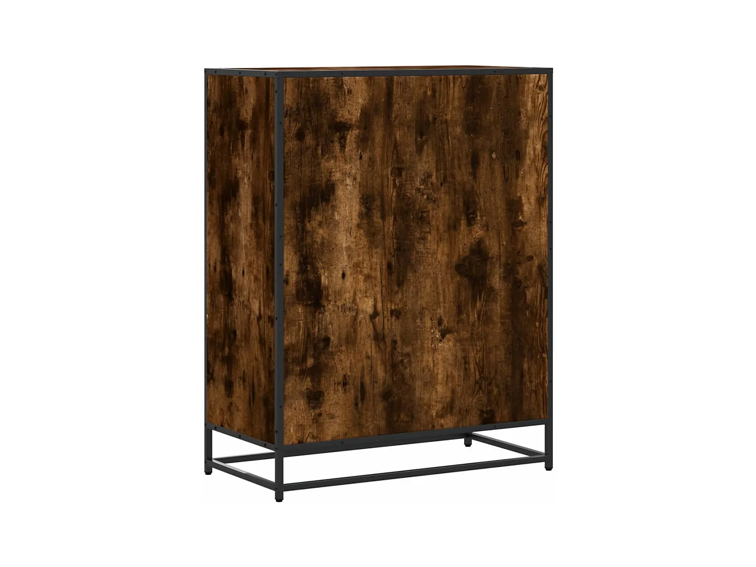 Gerookte eikenhouten schoenenkast, bewerkt hout en metaal