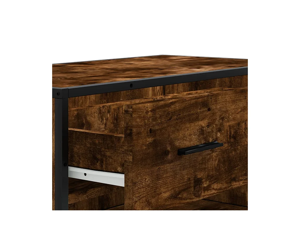 Gerookte eikenhouten schoenenkast, bewerkt hout en metaal