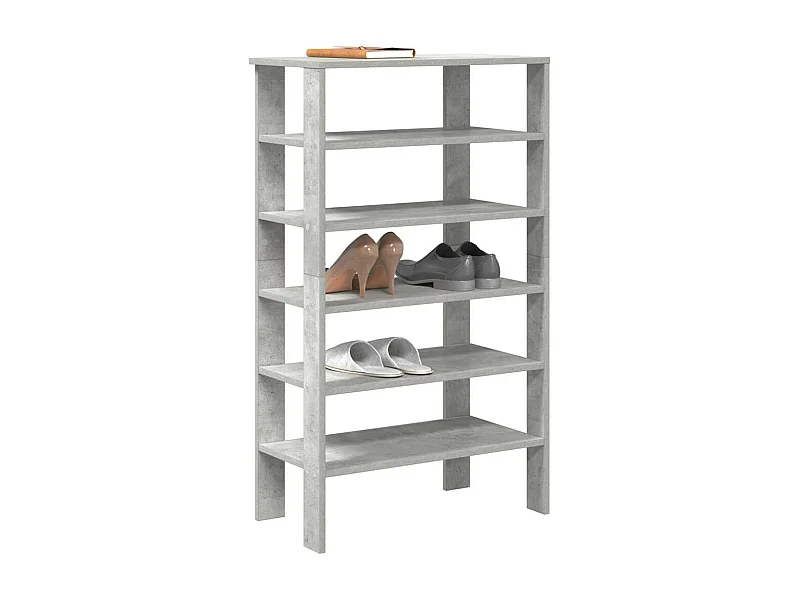 scarpiera in cemento grigio 61x32x105 cm in legno ingegnerizzato