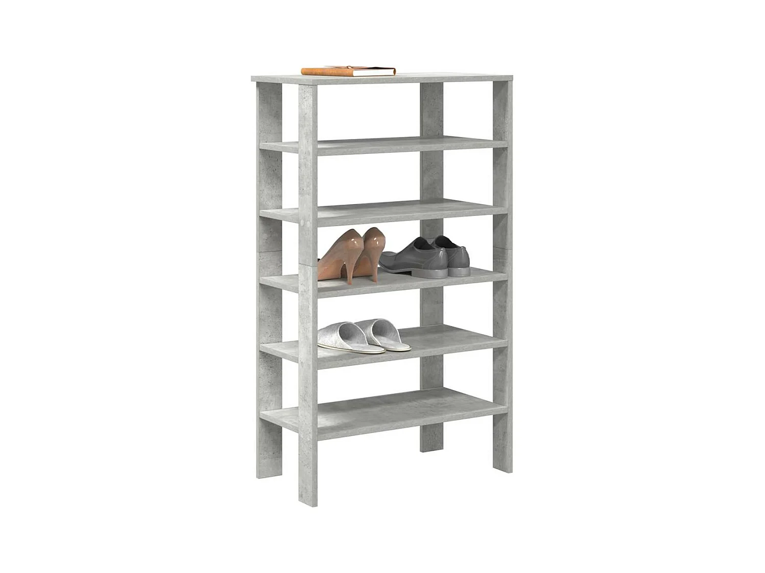 étagère à chaussures gris béton 61x32x105 cm bois d'ingénierie