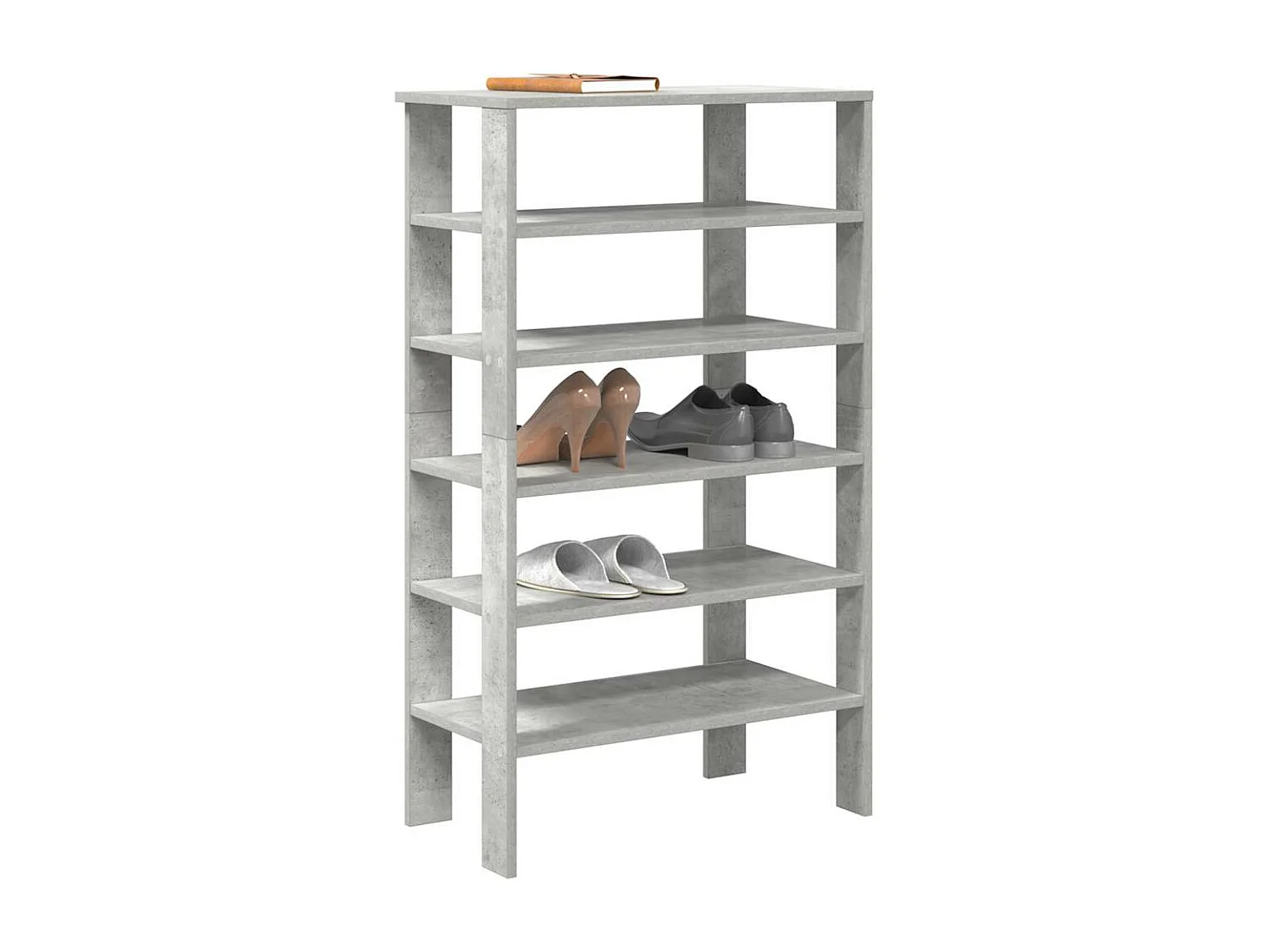 étagère à chaussures gris béton 61x32x105 cm bois d'ingénierie
