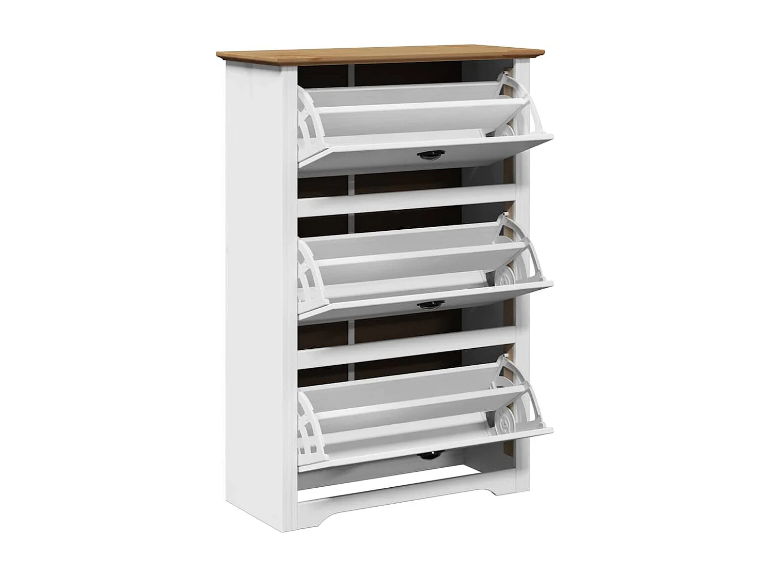 étagère à chaussures BODO blanc et marron 80x35x118 cm